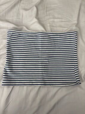 Edikted Blue and White Striped Tube Crop Top